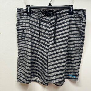 Patagonia Striped Board Shorts With Drawstring Waist & Zippered Pocket Black/Gra